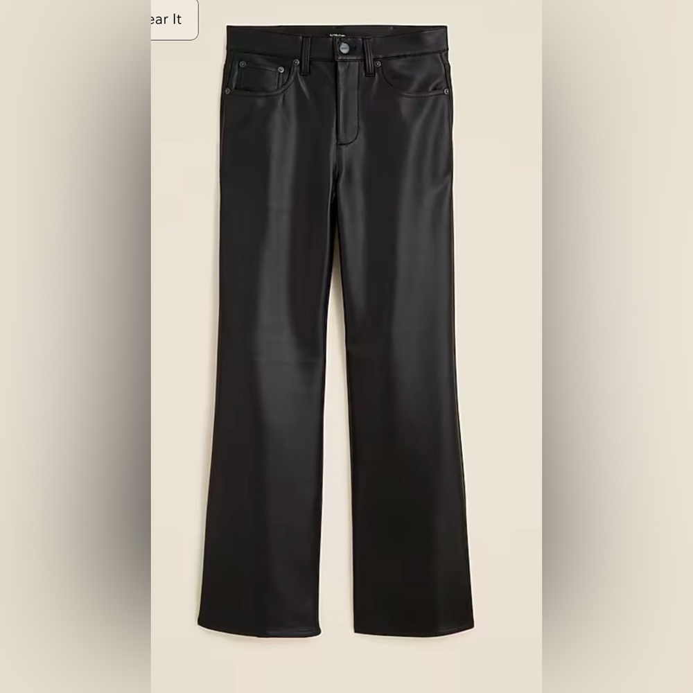 J.Crew Charley Faux Leather Kick Flare Cropped Pants Women’s 30 Black‎ Edgy